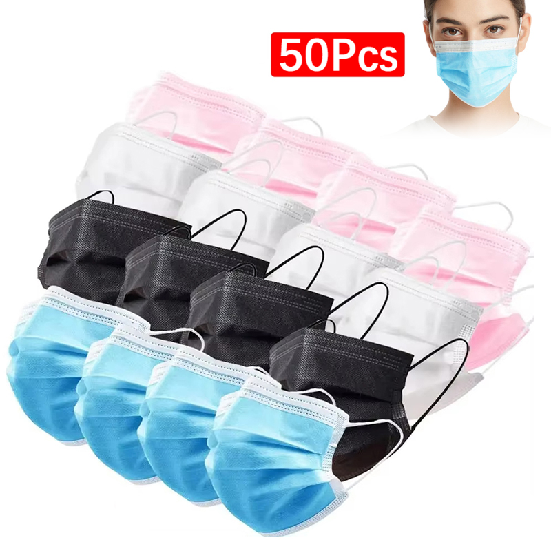 50 pçs máscara de 3 camadas má - Disposable Mask Blue avaliação e preço